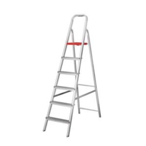 Escada Doméstica Aluminio 6 Degraus Natural 120 Kg Reisam